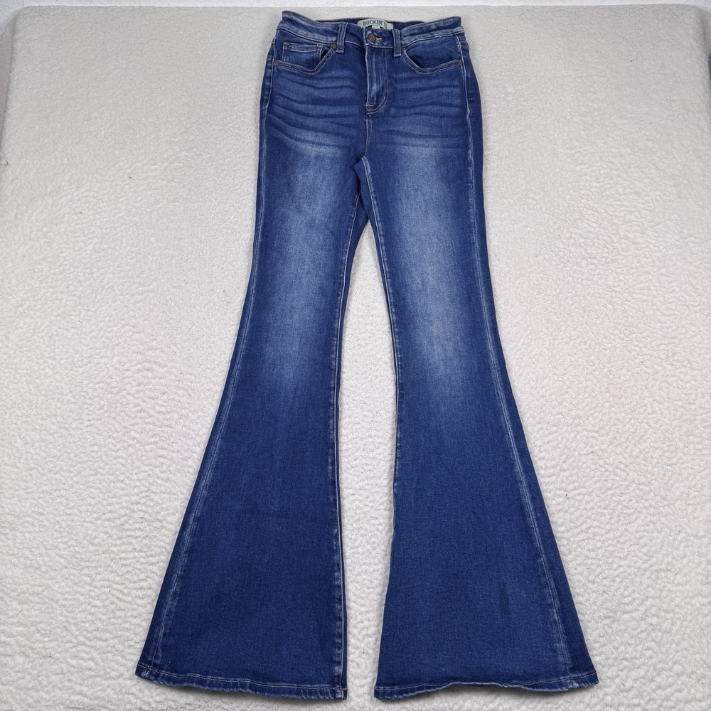 Rockin‎ C Jeans Womens 26 Bell Bottom Flared Highrise Boho Rodeo Ranch Denim
